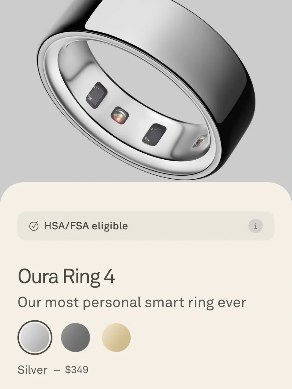 Oura Ring 4 Smart Ring in Silver - Oura